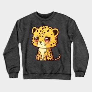 Big-headed Tiny Puppy Cheetah Crewneck Sweatshirt